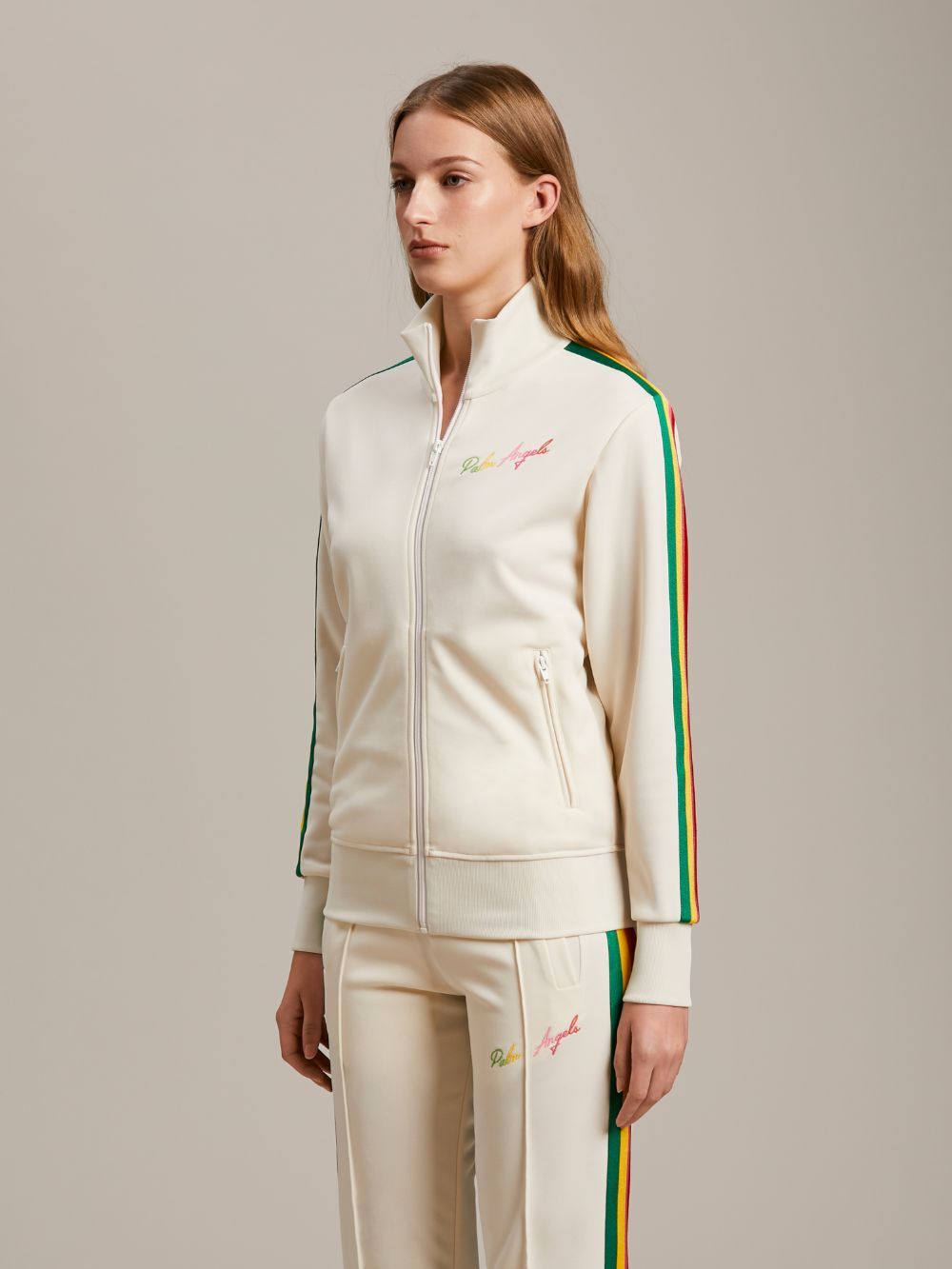 Palm Angels Miami Side-stripe Track Jacket In White