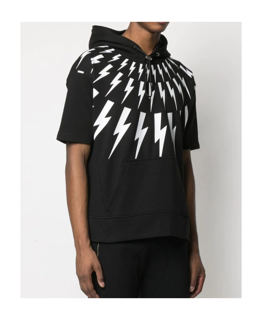 Neil Barrett Printed Short-sleeved Hoodie In Black