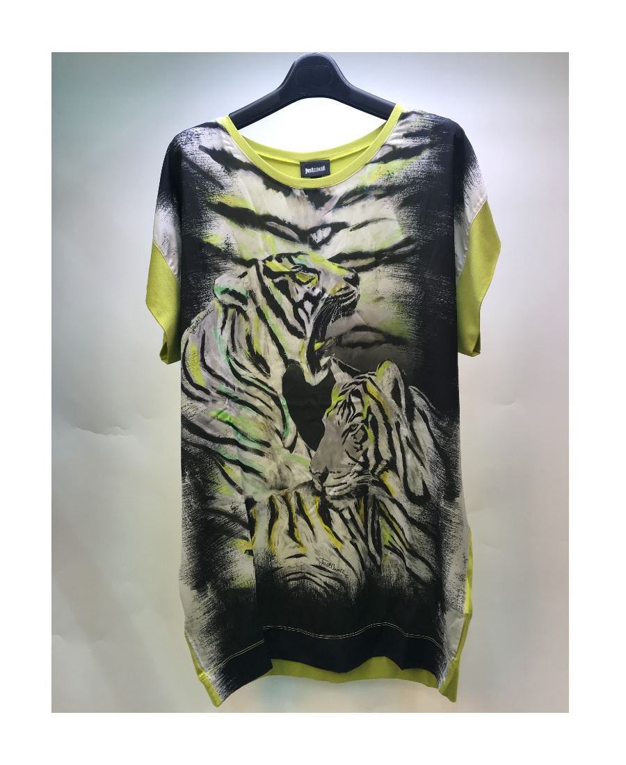 JUST CAVALLI TIGER PRINTED ROUND COLLAR T-SHIRT