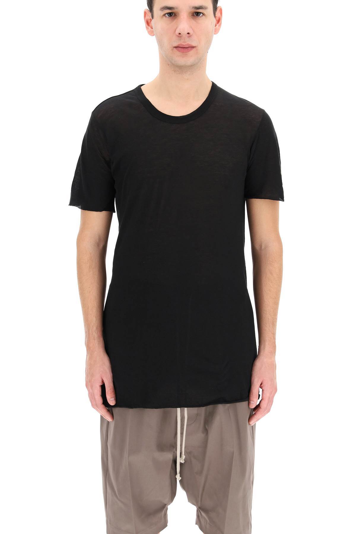 Rick Owens Semi-sheer Round Neck T-shirt In Black