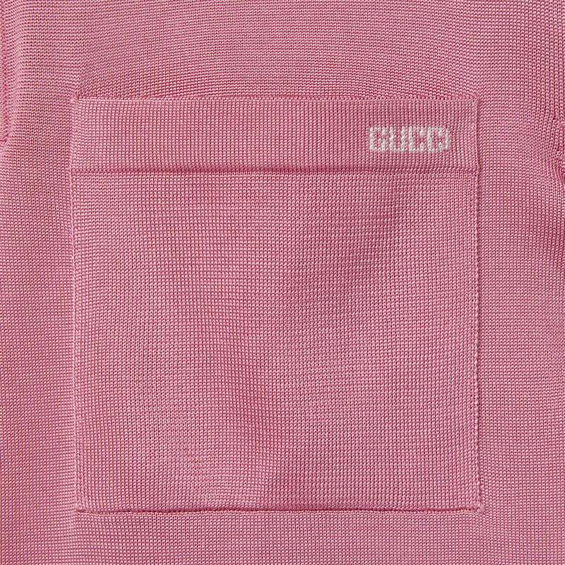 Gucci Pink Polo Shirt With Chest Pocket And Embroidered Logo On The Front In Fine Silk Knit Man In Pink