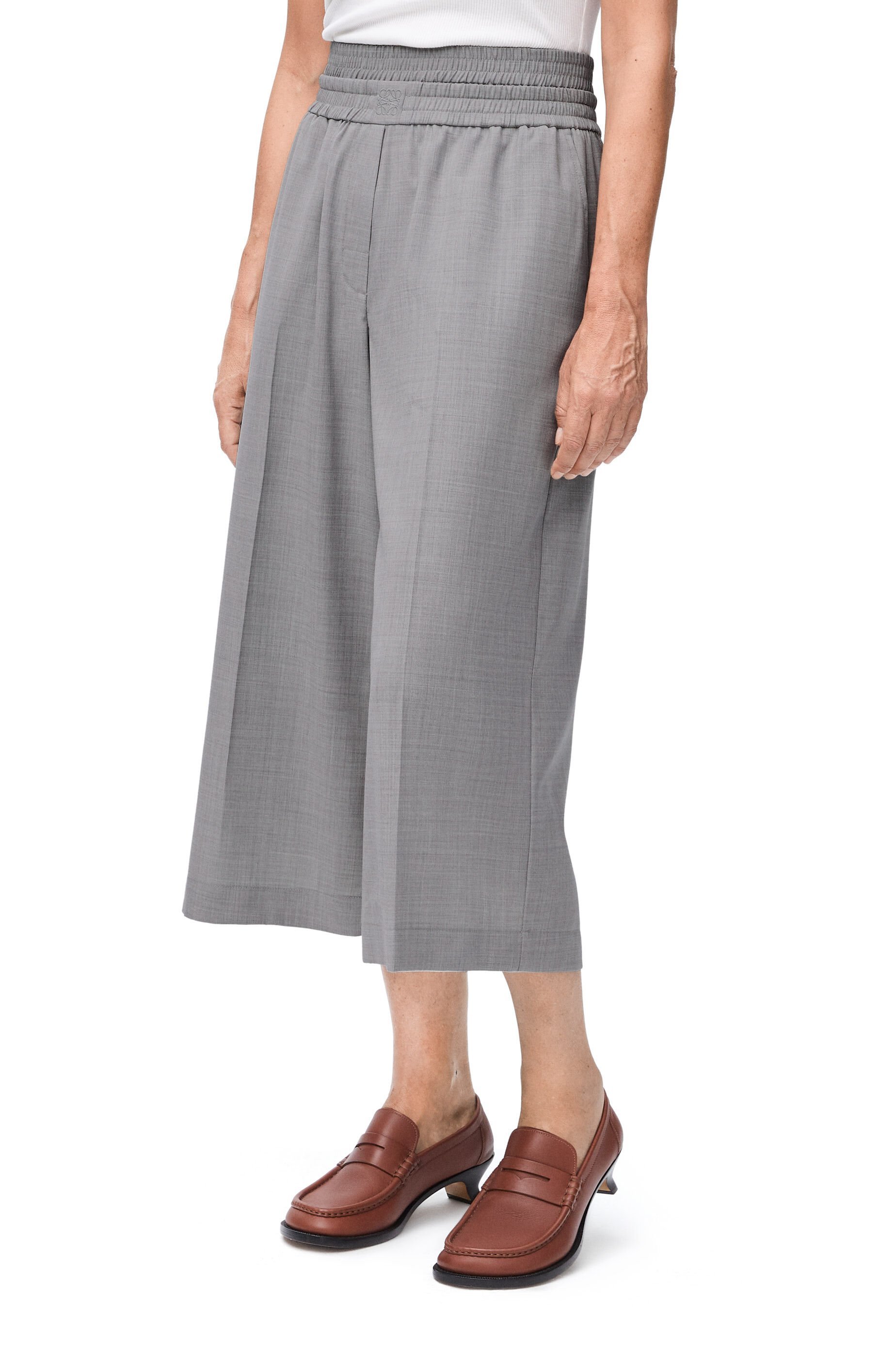 Loewe Wool Quarter Pants In Gray