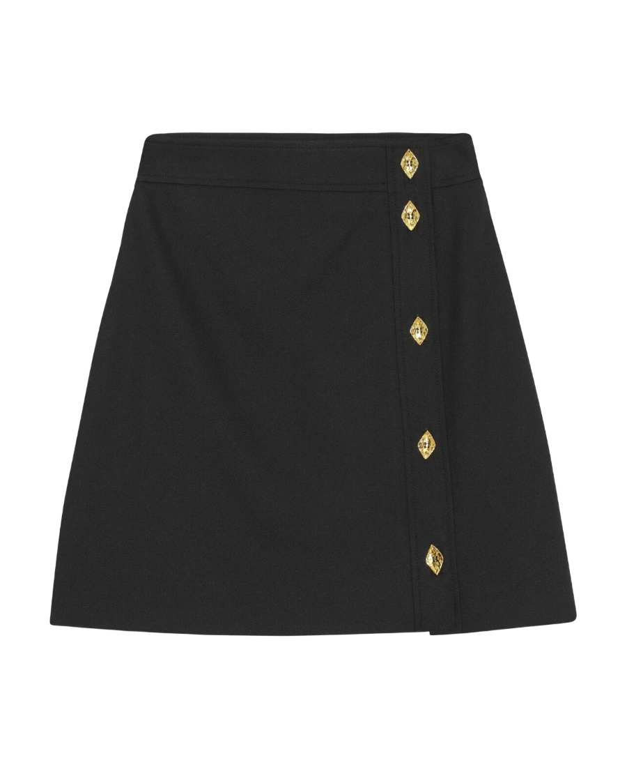 Ganni Flared Tailored Skirt In Black