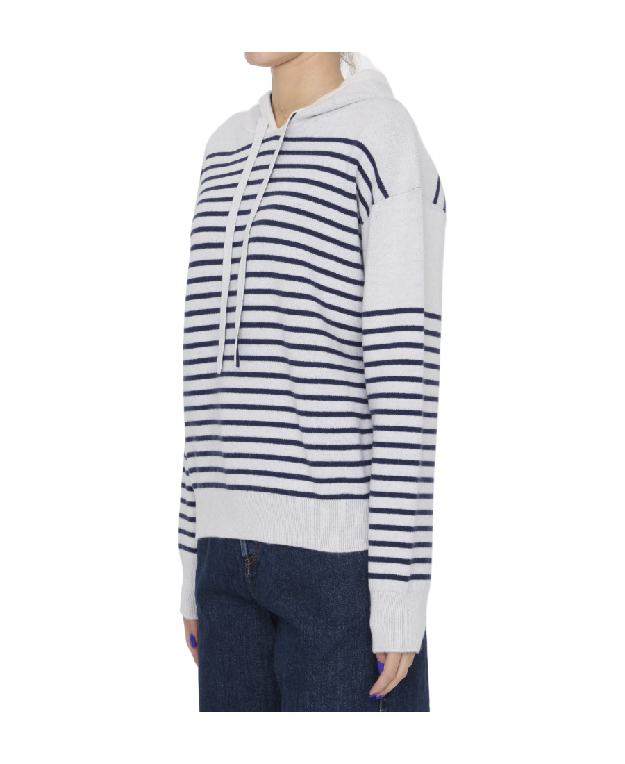 Loewe Striped Drawstring Knitted Hoodie In White