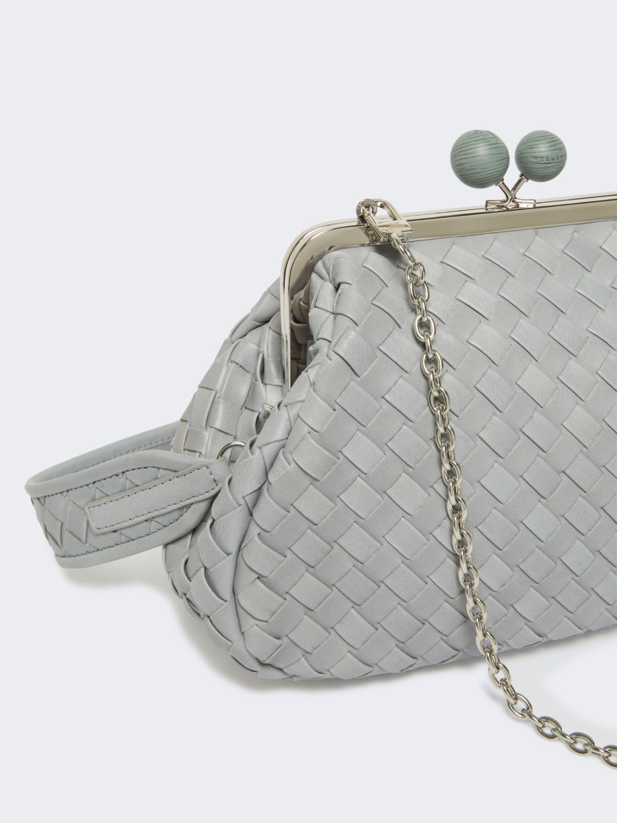 Weekend Max Mara Pasticcino Medium Woven Shoulder Bag In Gray