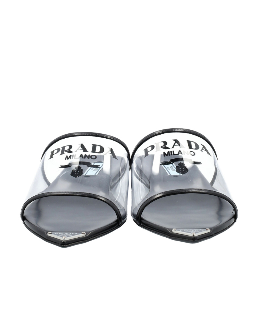 Prada Women Transparent Plex Slippers In Black