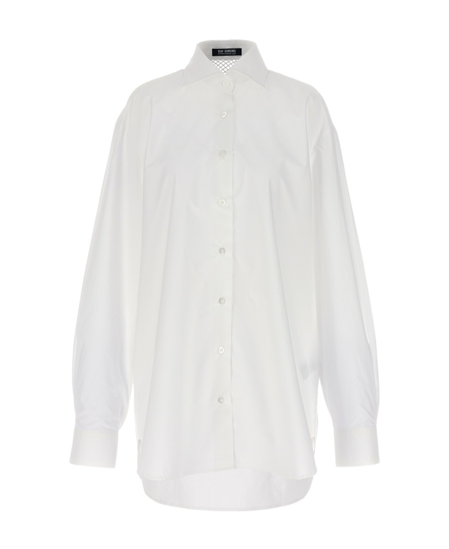 Shop Raf Simons Mesh Detailed Buttoned Shirt In White