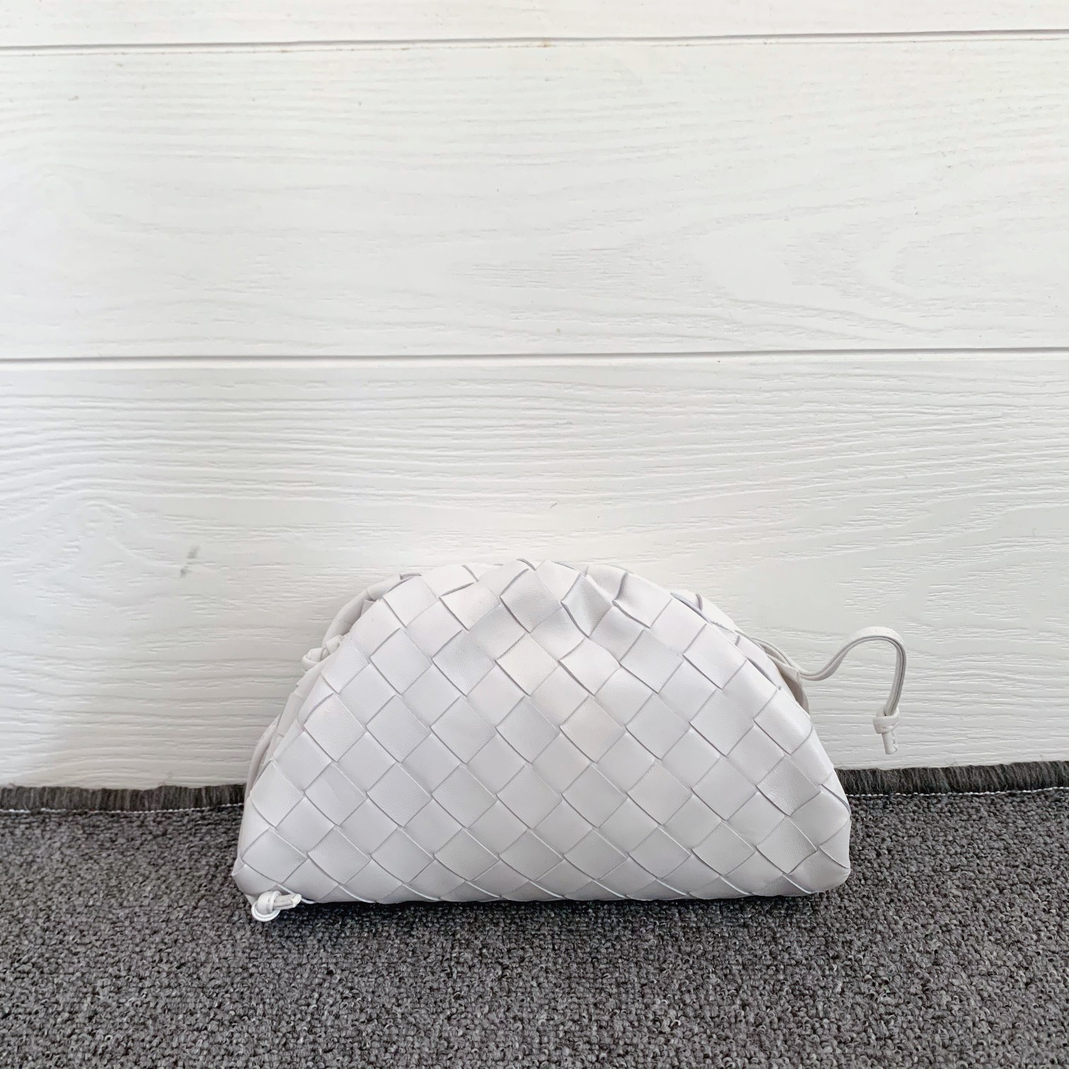 Bottega Veneta The Mini Pouch Intrecciato Bag In White