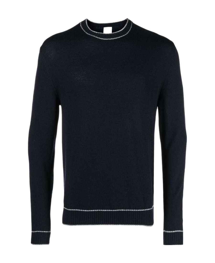 Eleventy Stripe-detail Wool Sweatshirt In Black