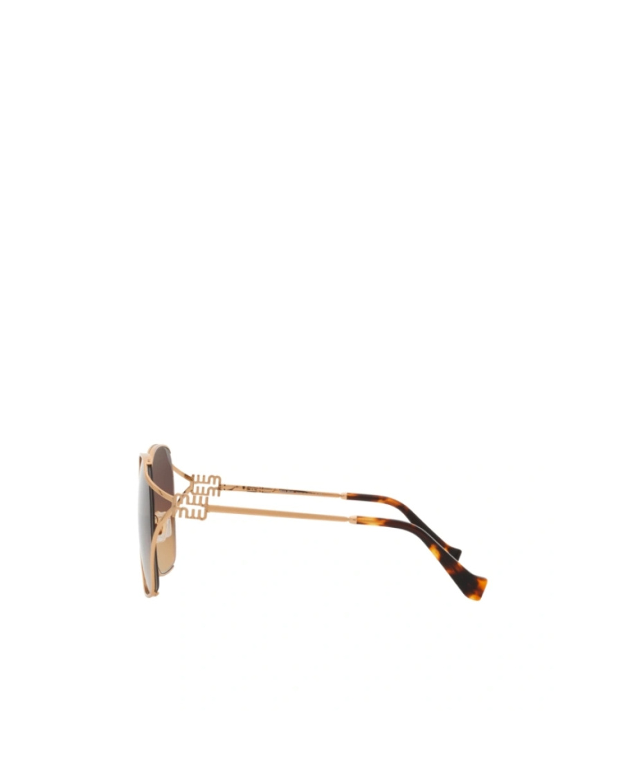 Shop Miu Miu Logo Sunglasses In Brown