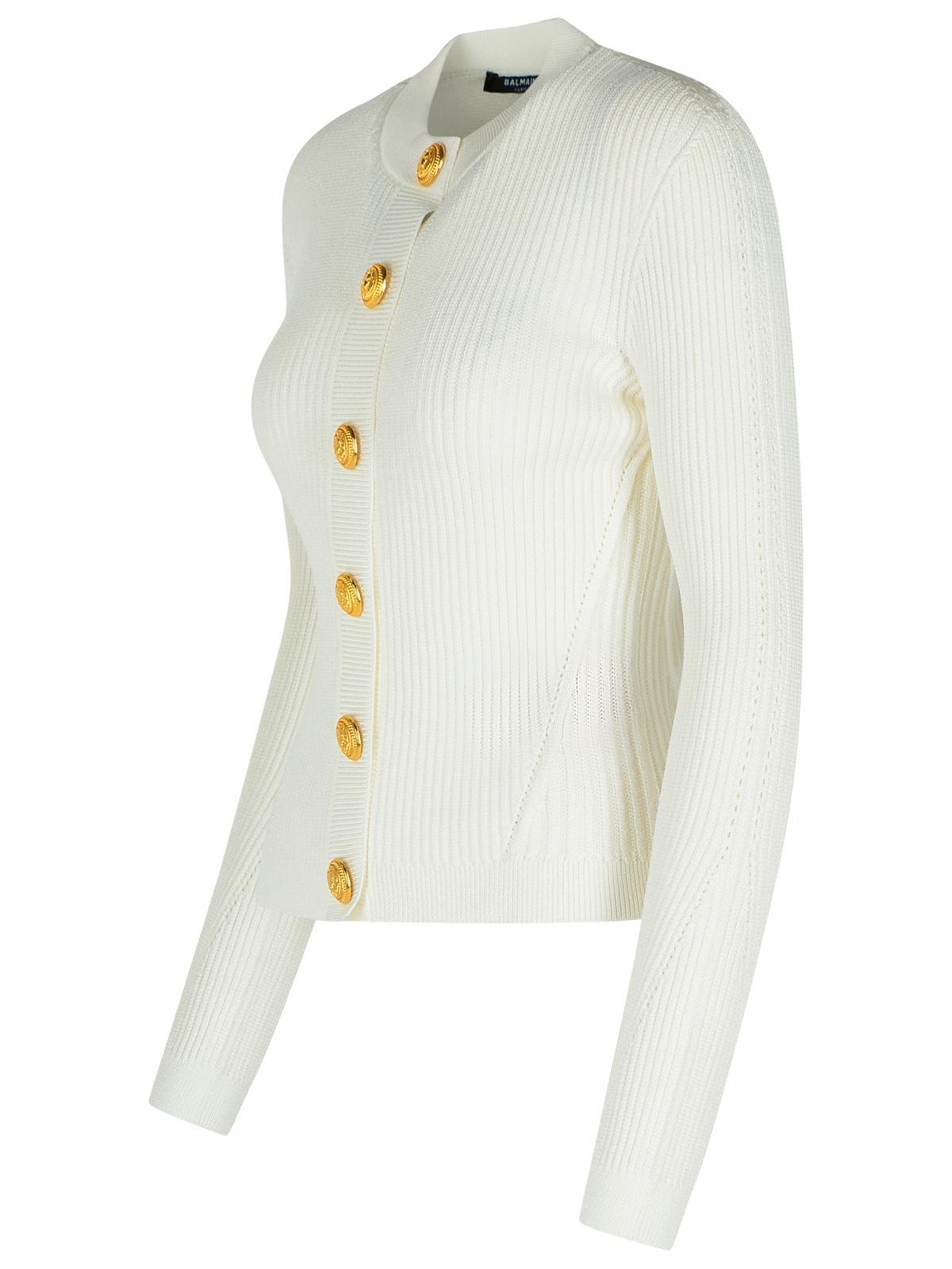 Balmain Knit Sweater Gold-tone Buttons In White