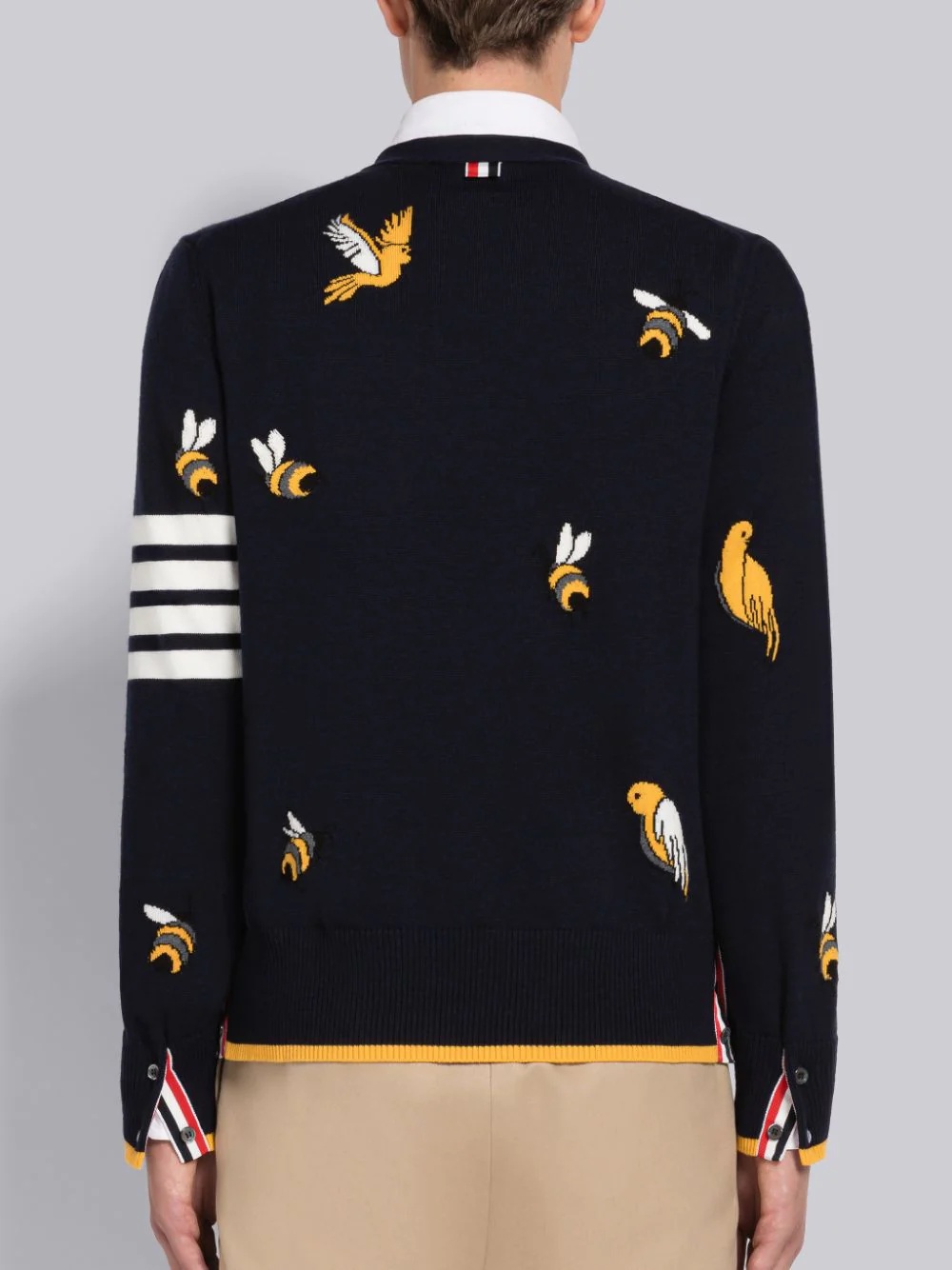 Shop Thom Browne 4-bar Stripe Intarsia-patterned Cardigan In Black
