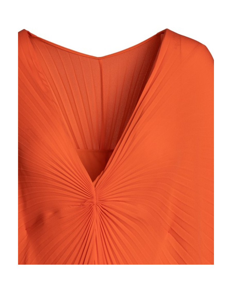 Shop Valentino Silk Pleated Dress In Red