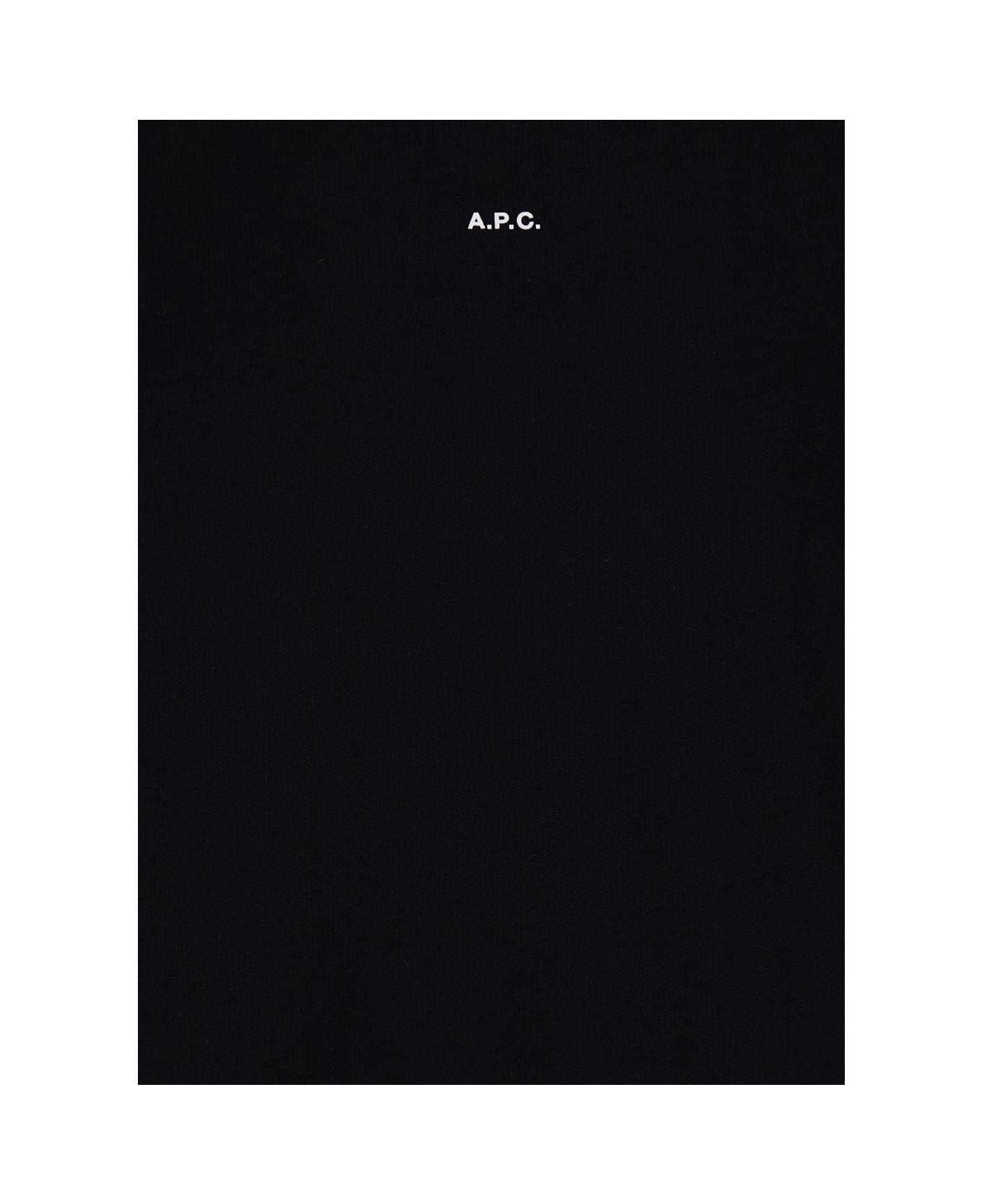 Apc A.p.c. Black Crewneck Sweatshirt With Micro Logo In Jersey In Black