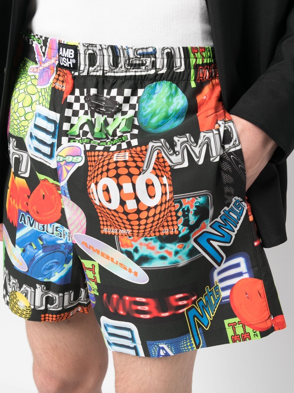 Ambush Graphic-print Elasticated-waistband Shorts In Multicolor