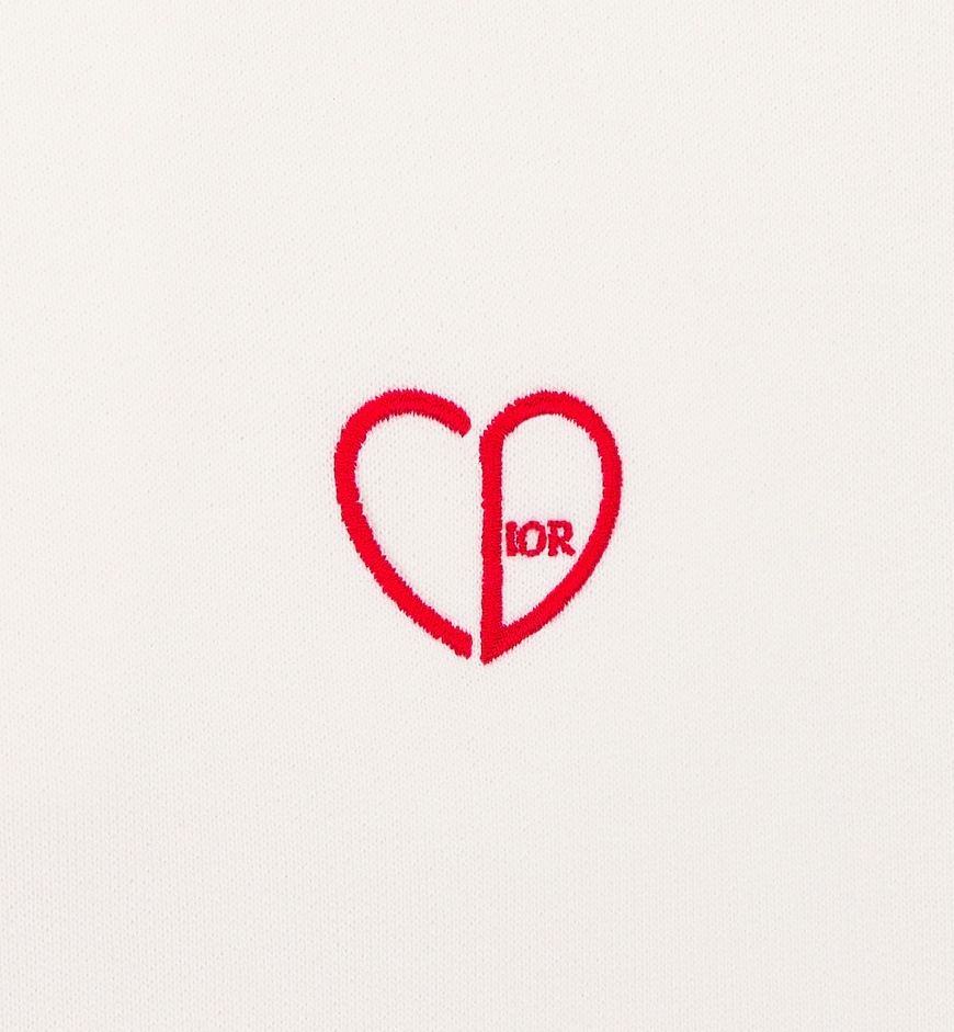 Dior Cd Heart-shaped Hooded Hooded Hoodie In White