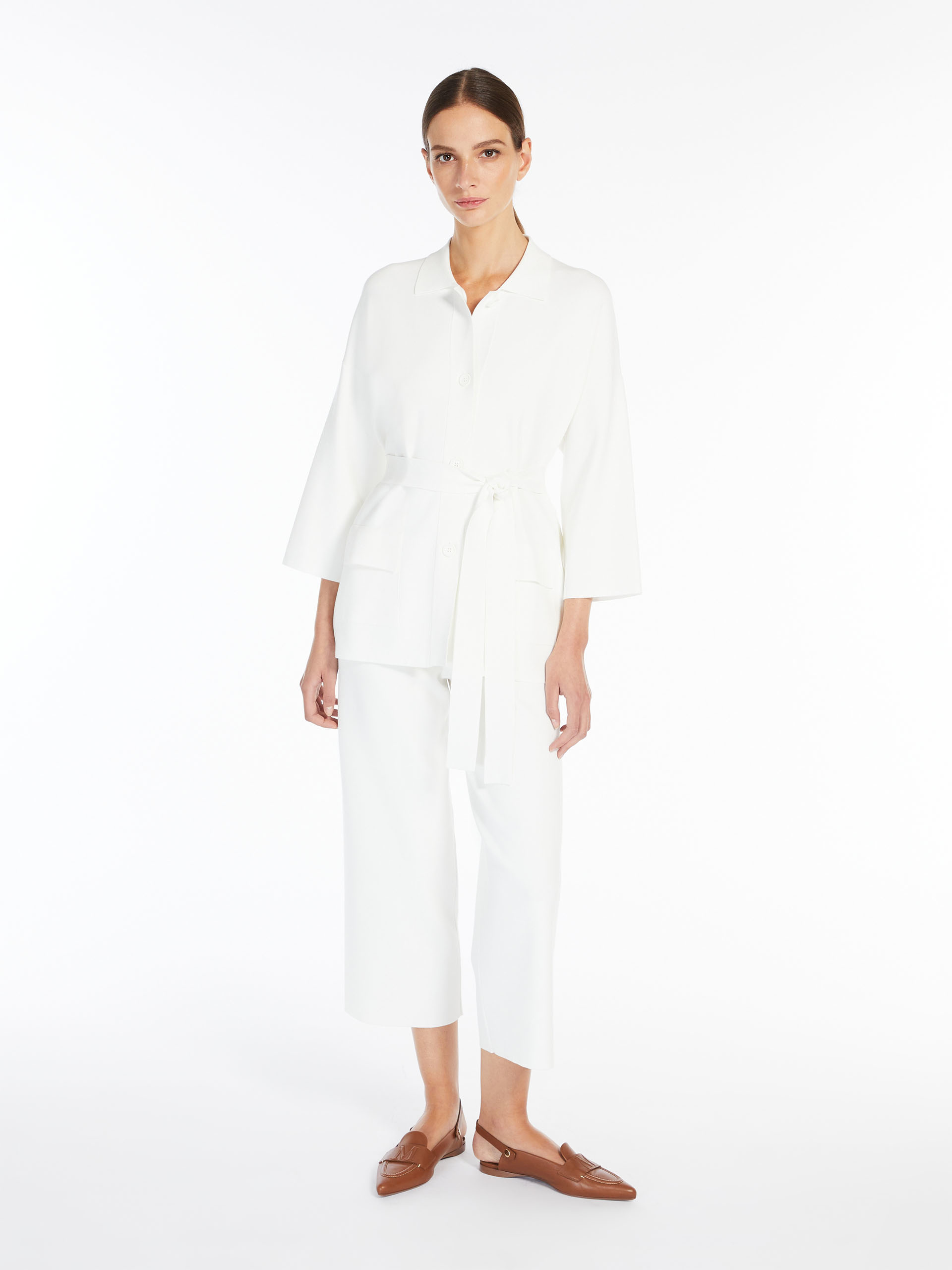 Max Mara Loose Straight Casual Pants In White