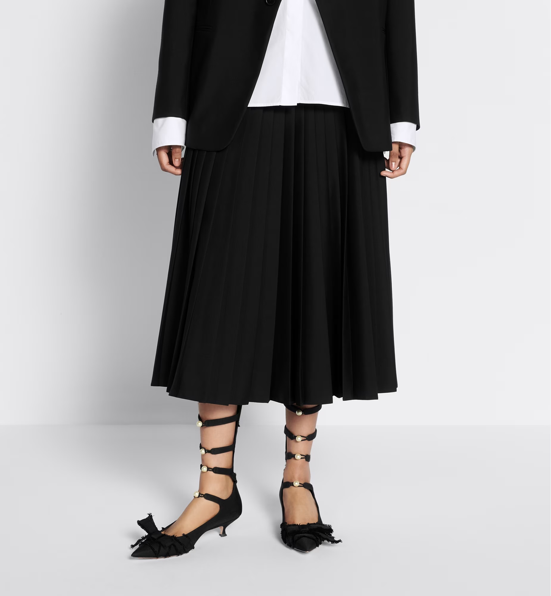 Dior Medium And Long Trumpet Wool Skirt In Black