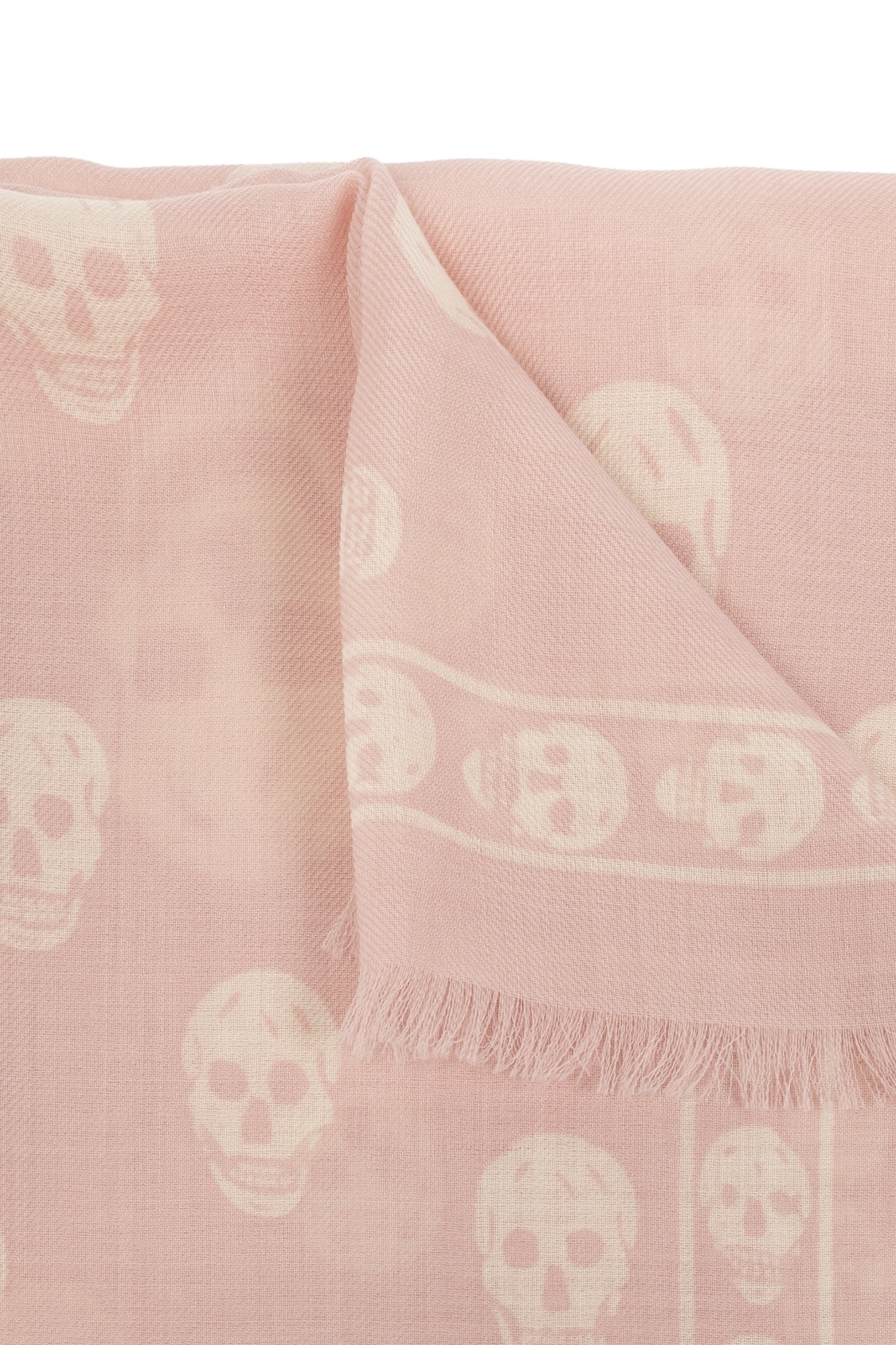 Alexander Mcqueen Skull-print Wool Scarf In Nude