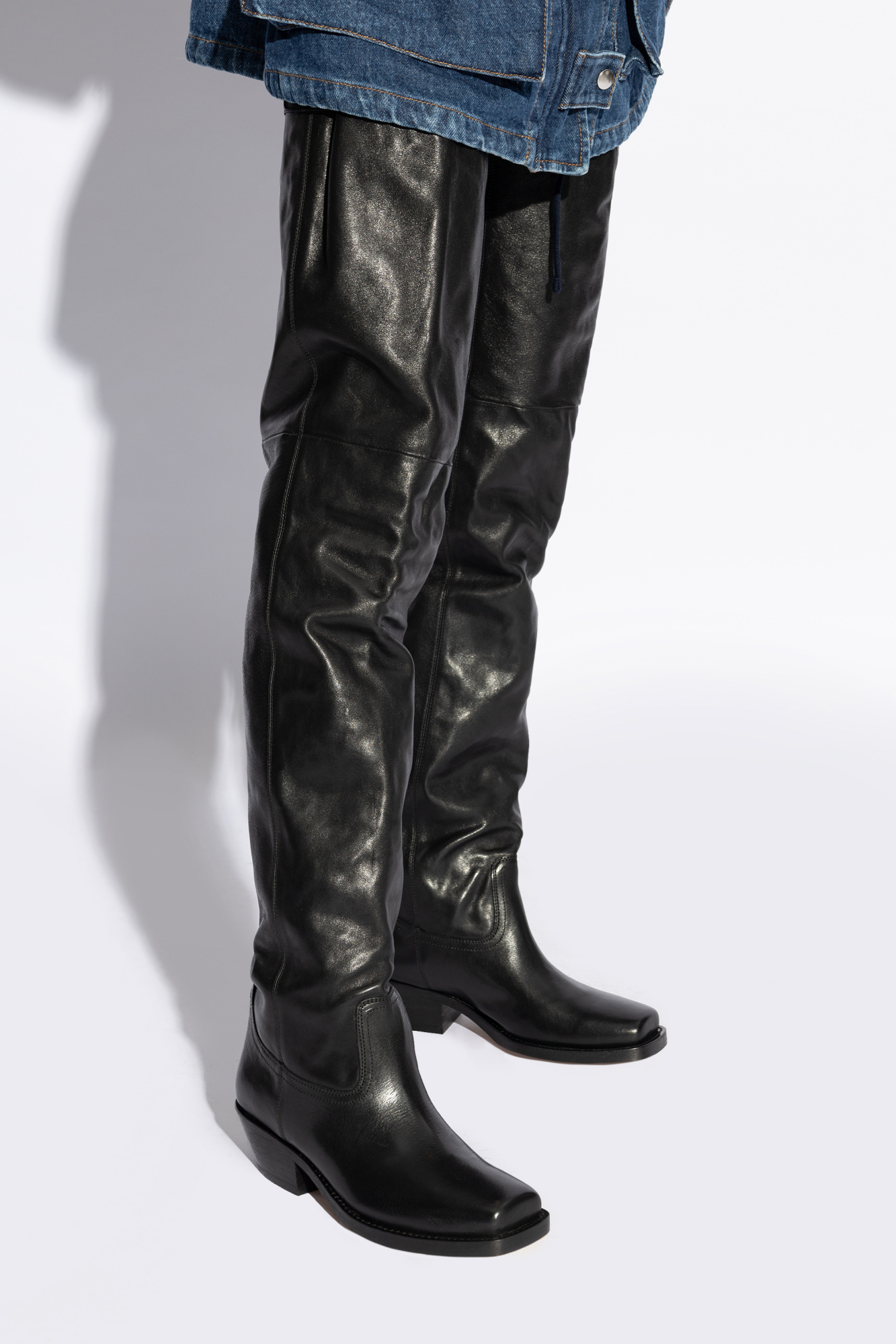 Isabel Marant 40mm Amati-gb Leather Knee High Boots In Black