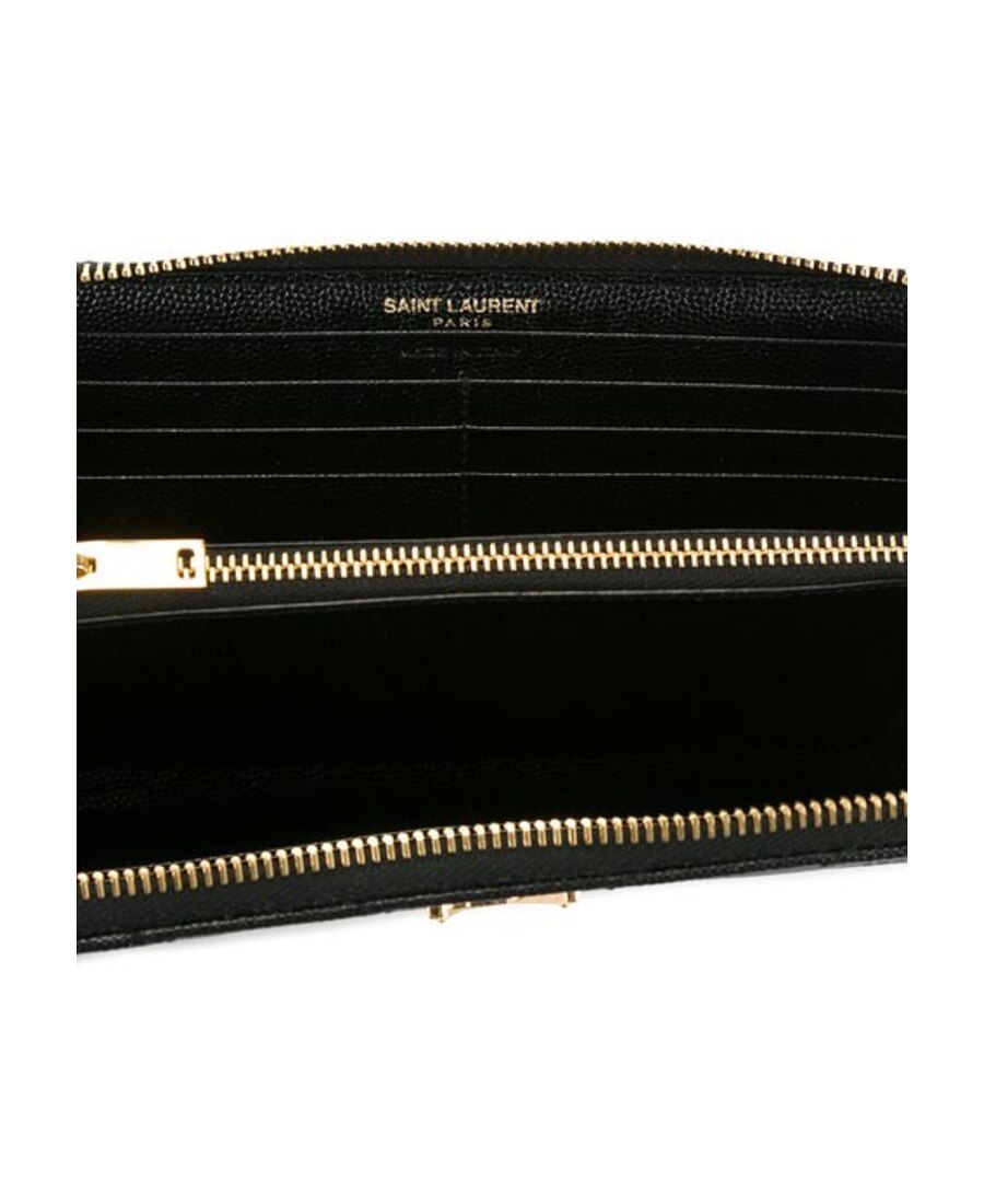 Saint Laurent Women Cassandre Leather Continental Wallet In Black