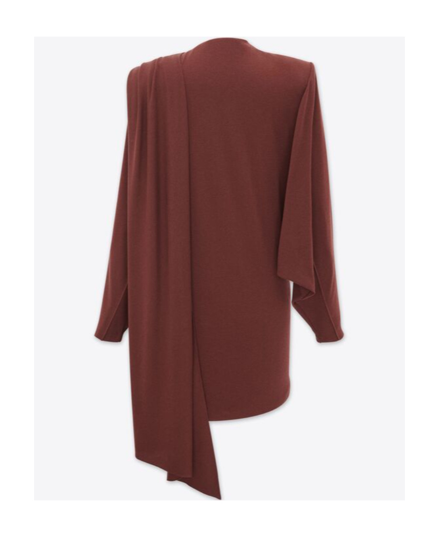 Saint Laurent Draped Strong-shoulder Long-sleeve Mini Dress In Red