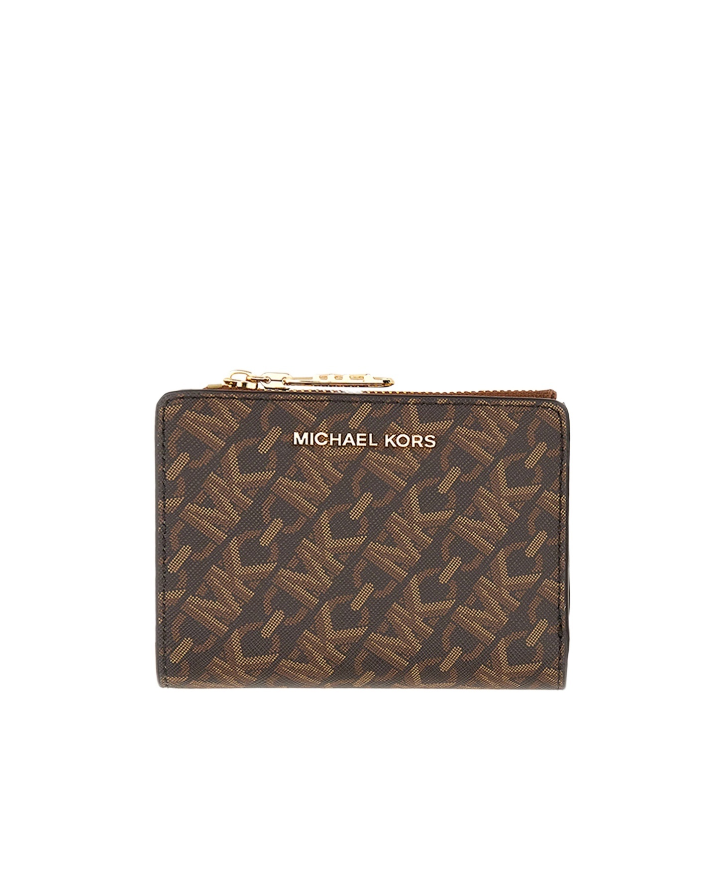 Shop Michael Michael Kors Logo Print Wallet In Brown