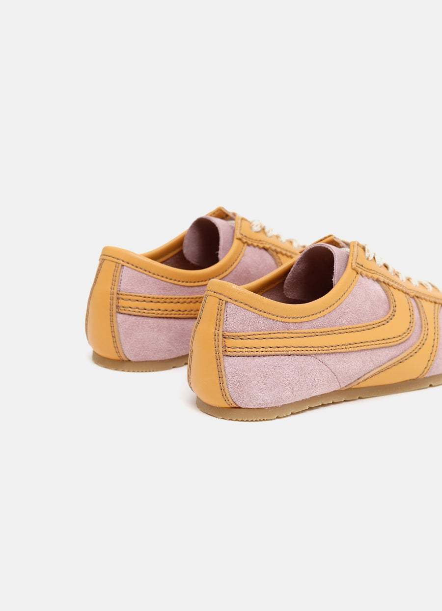 Dries Van Noten Leather-trimmed Suede Sneakers In Nude