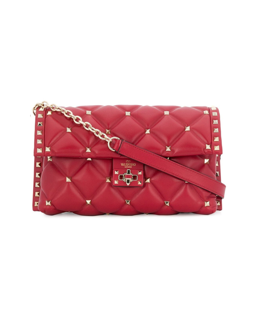 Valentino Garavani Candystud Shoulder Bag In Red