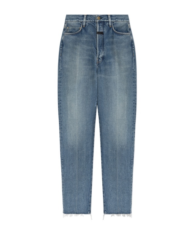 Fear Of God Logo Blue Jeans In Blue