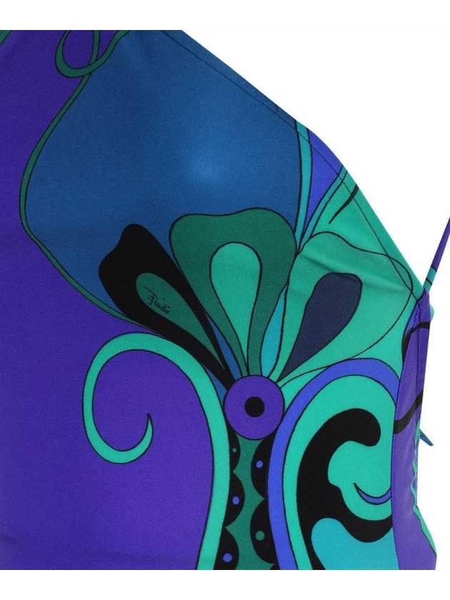 Pucci Orchidee Halterneck Swimsuit In Blue