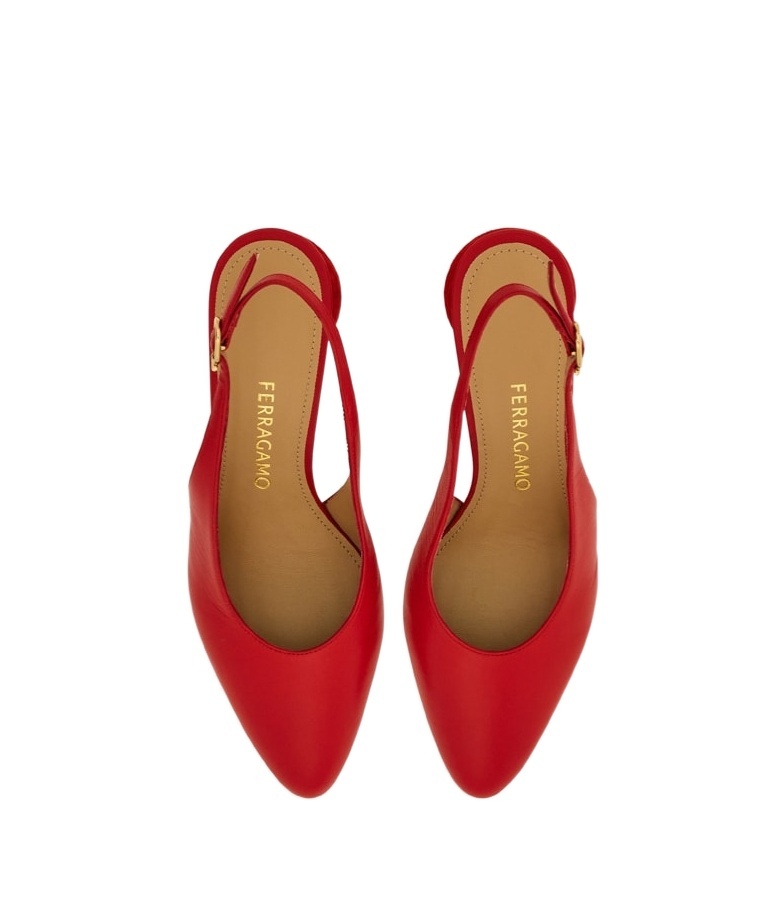 Ferragamo Spherical Heel Slingback Pump In Red
