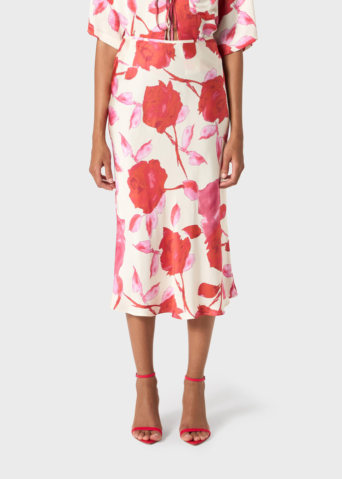 Blumarine Floral-print Midi Skirt In White