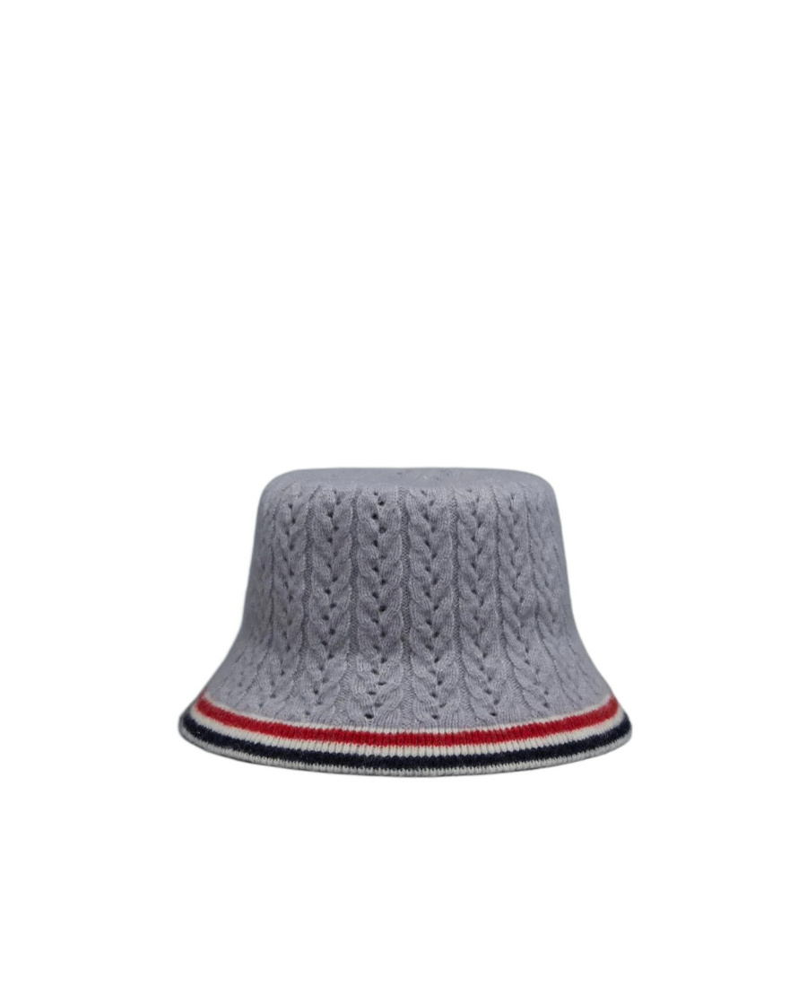 Thom Browne Cable-pointelle Bucket Hat In Gray