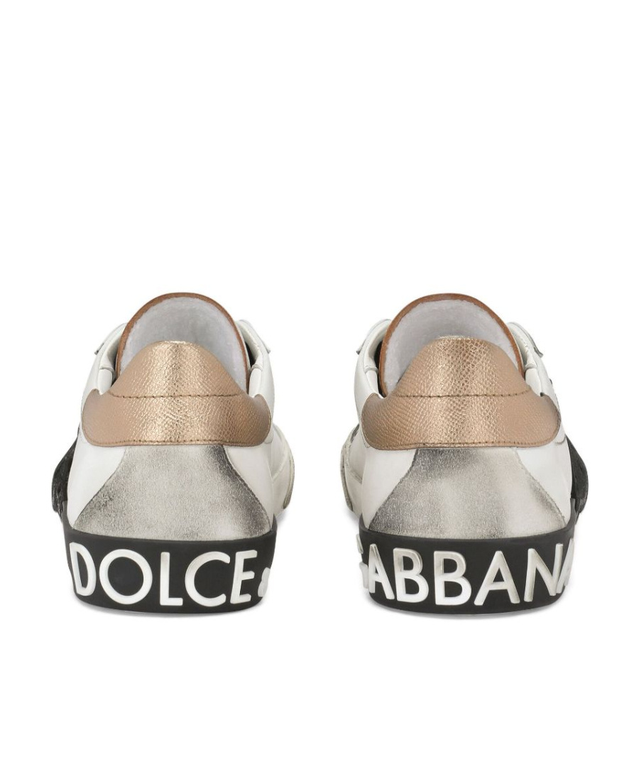 Dolce & Gabbana Portofino Leather Sneakers In White