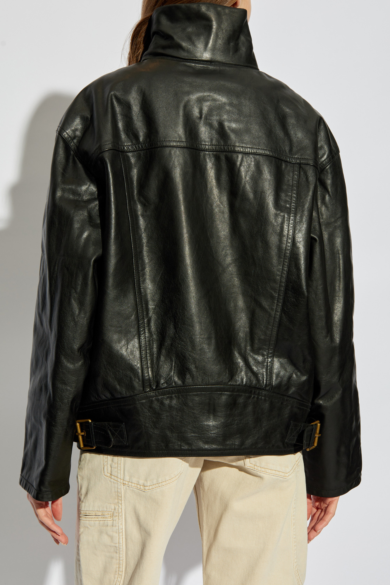 Isabel Marant Long-sleeved Leather Jacket In Black