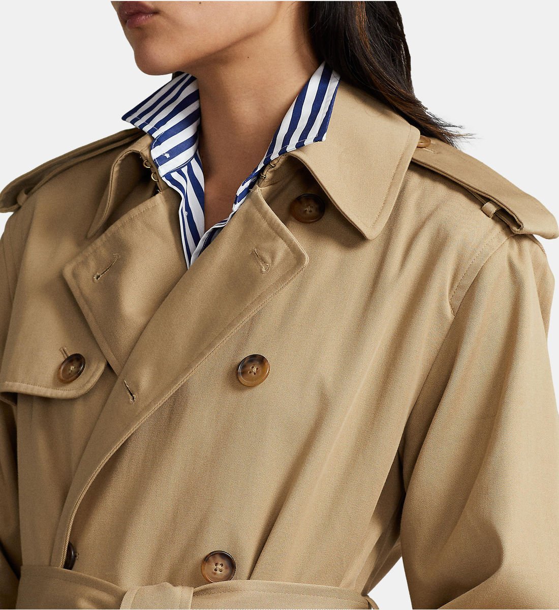 Shop Polo Ralph Lauren Double-breasted Belted Trench Coat In Nude