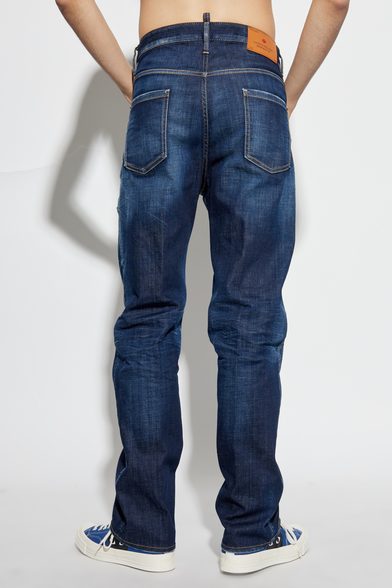 Dsquared2 Straight Leg Stretch Denim Jeans With Vintage Finish In Blue
