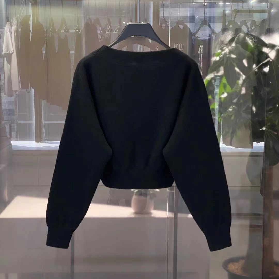 Prada V-neck Sweater In Black