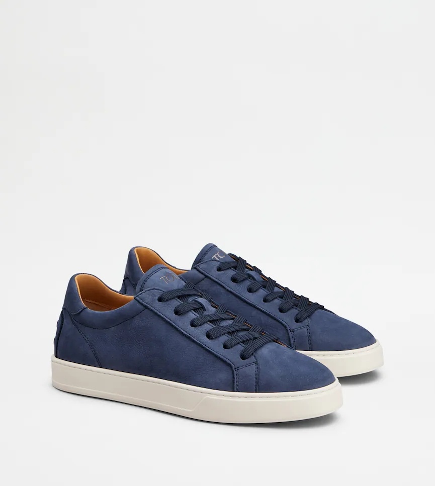 Tod's Sneakers In Nabuk Di Vitello In Blue