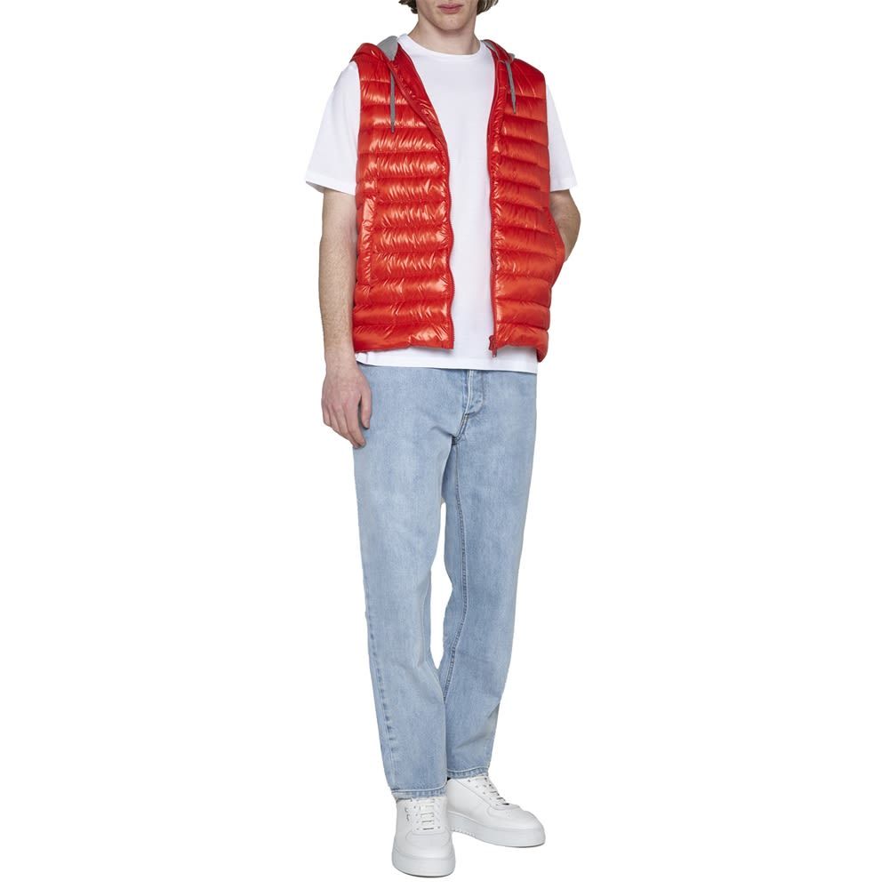 Herno Padded Hooded Gilet In Red