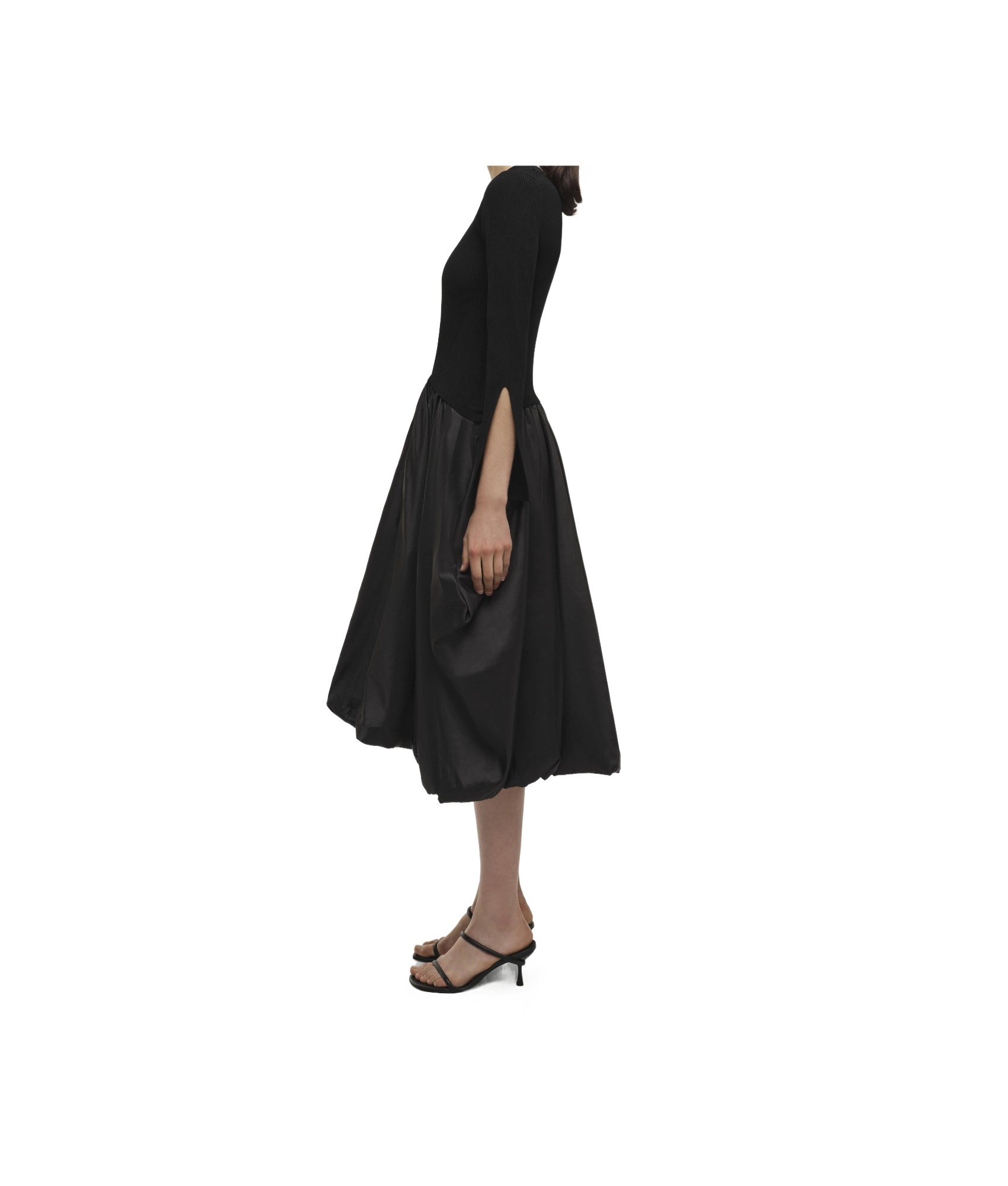 Simkhai Kenlie Mixed Media Bubble Midi Dress In Black
