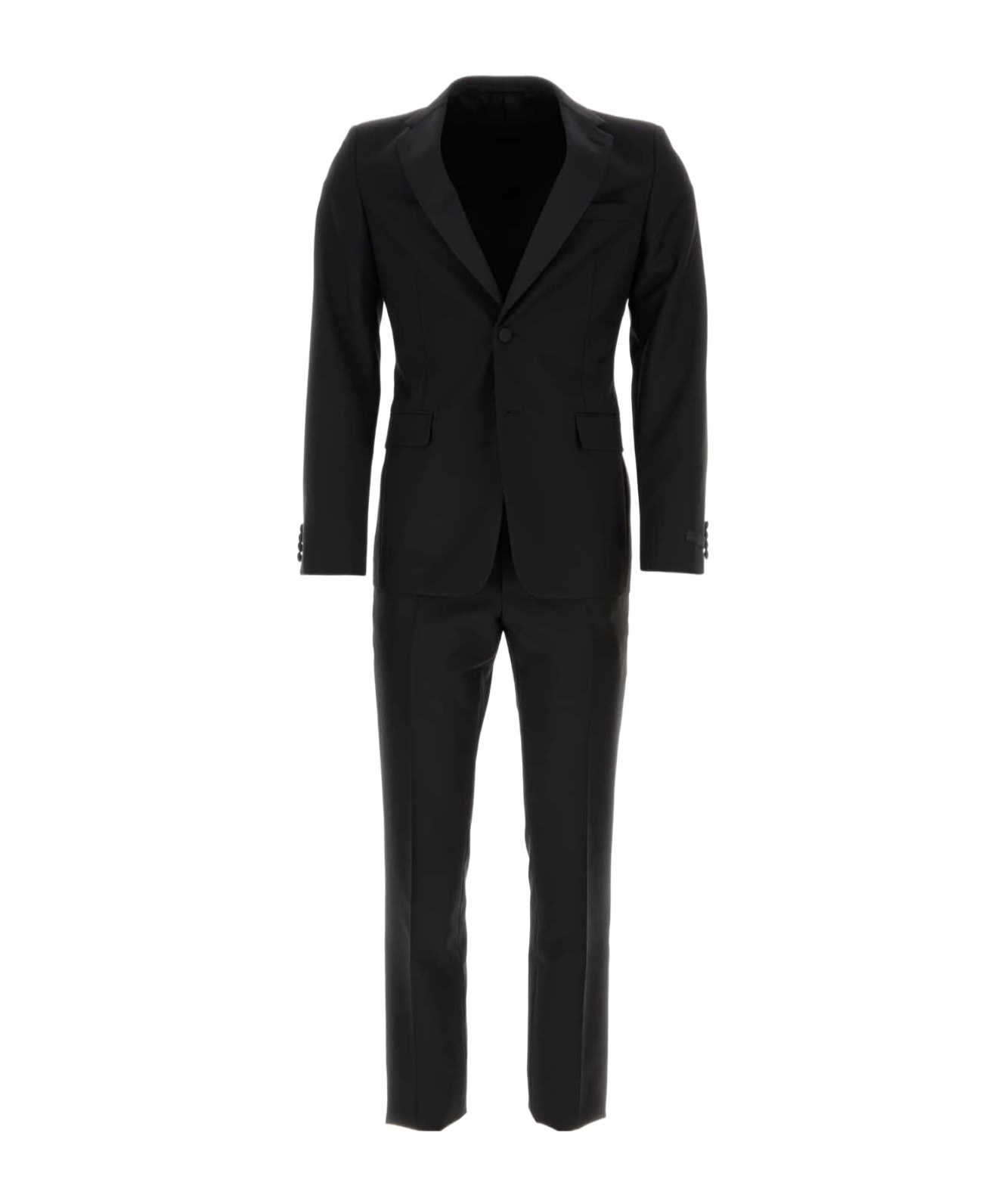 Prada Suit Wool Blend Notch Lapels In Black