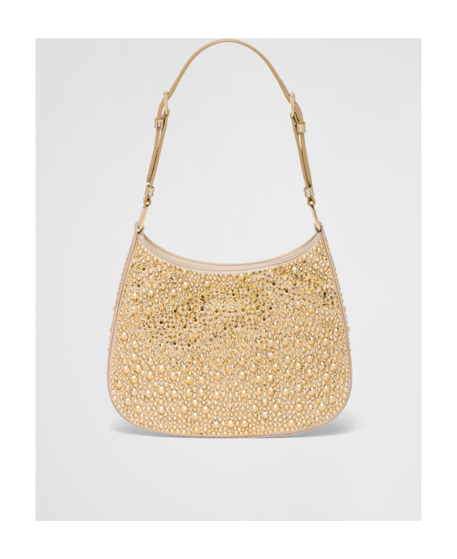 Prada Cleo Satin Bag With Crystals In Yellow