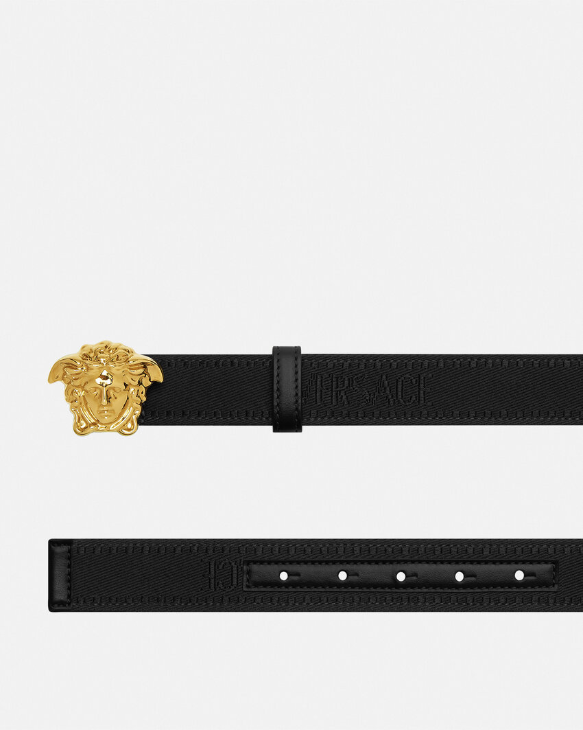 Shop Versace La Medusa Leather Belt In Black