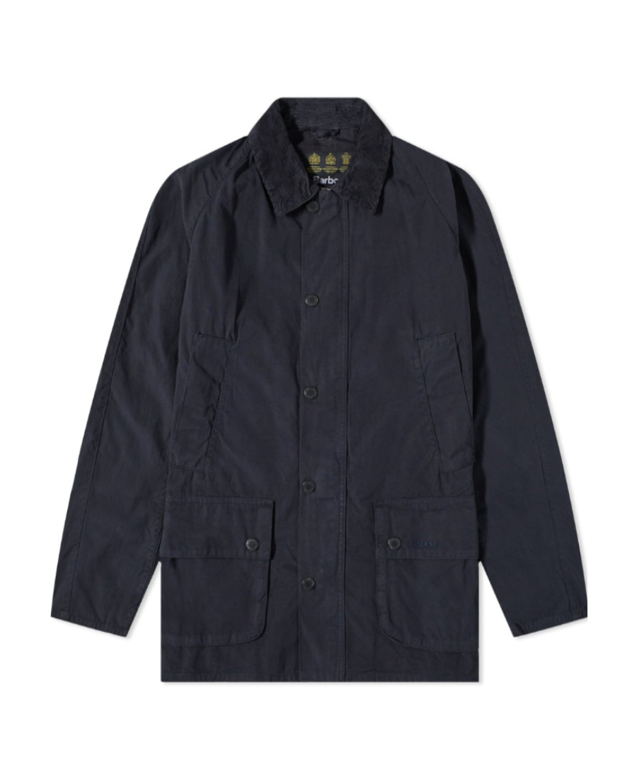 Shop Barbour Navy Blue Long-sleeved Casual Jacket In Black