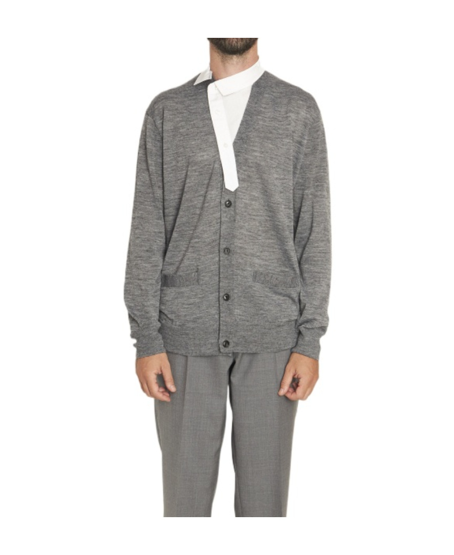 Kolor Knitted Cardigan In Gray