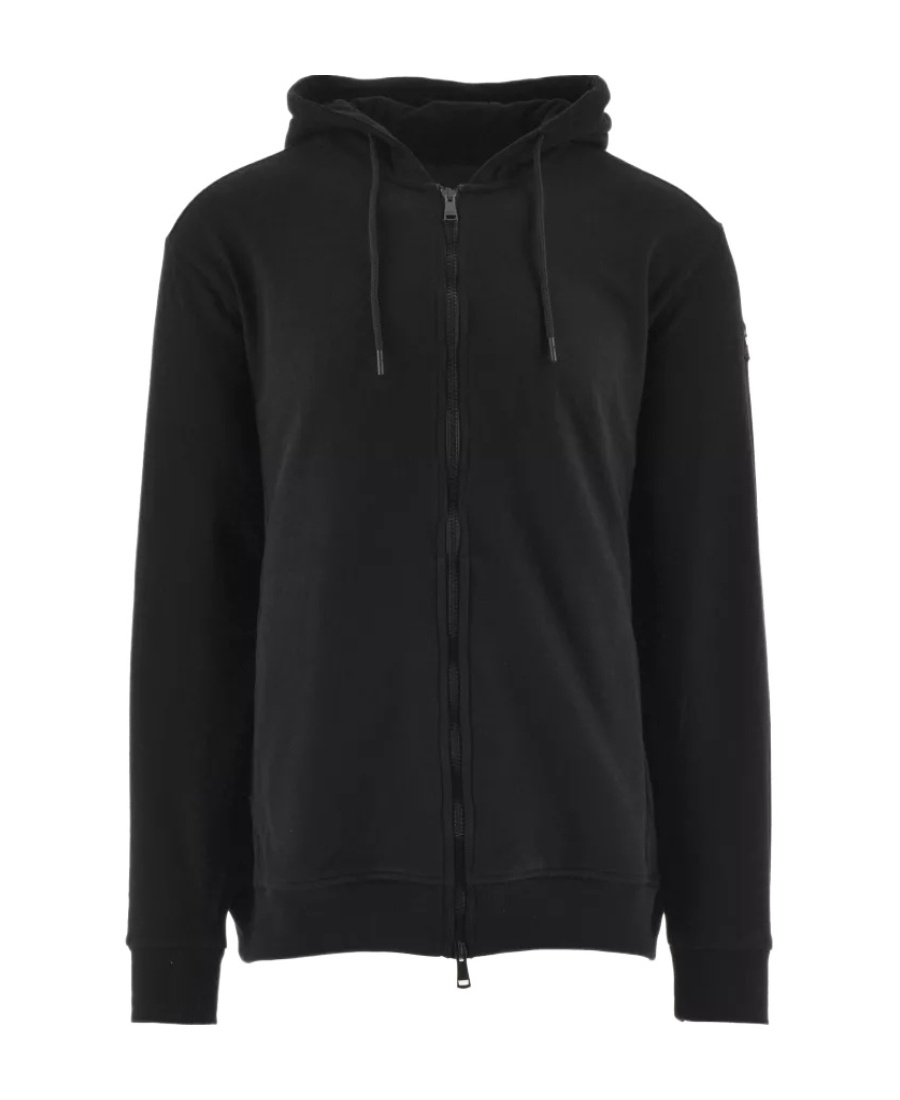 Paul & Shark Zip-up Organic Cotton Hoodie In Black
