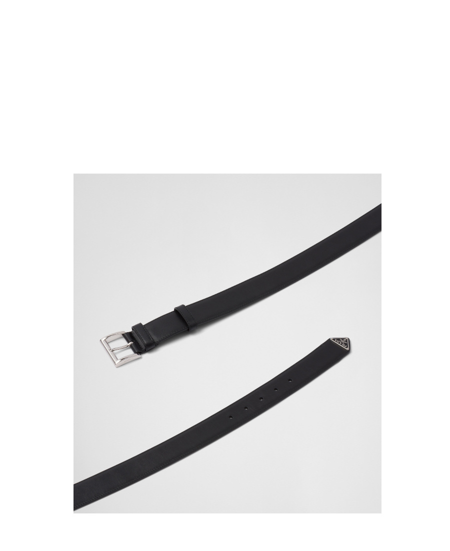 Prada City Calf Leather Belt In Black