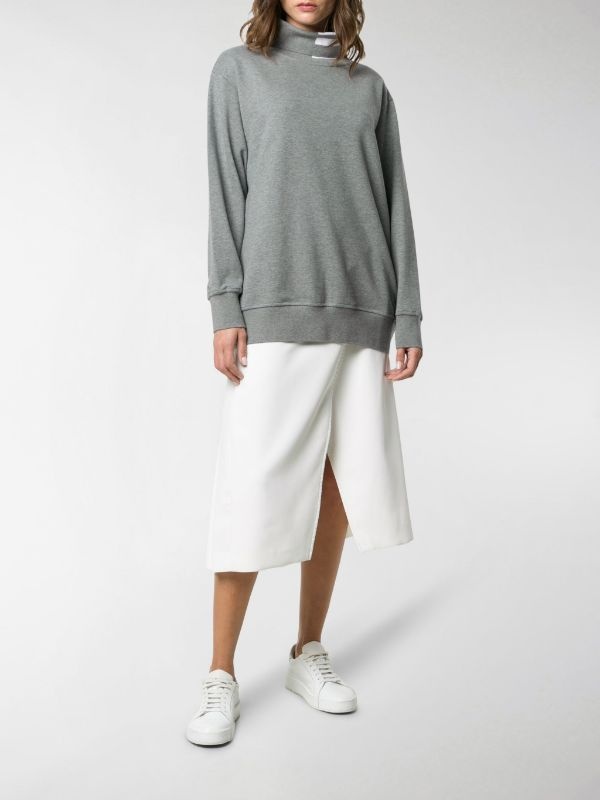 Thom Browne Four-stripe High-neck Sweater In Gray